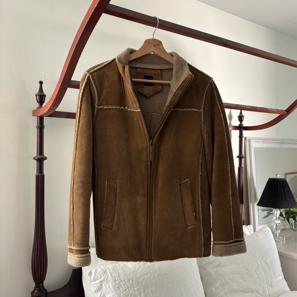 Gap Suede Shearling Brown Tan Motorcycle Jacket